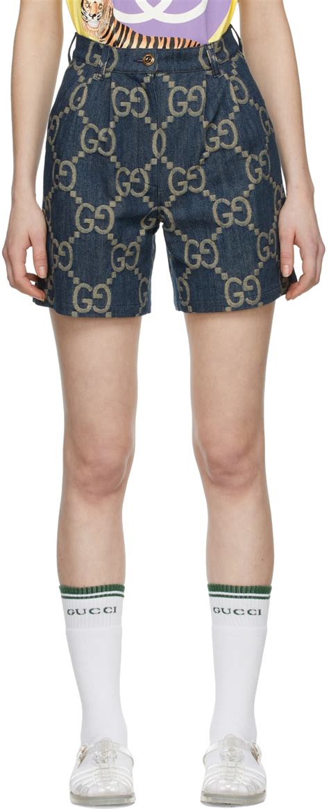 blue gucci shorts|gucci denim shorts men.